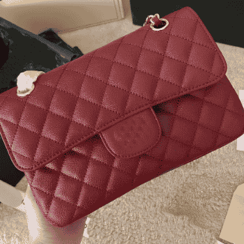 Chanel Classic Flap Bag Diamond-Quilted Caviar-Style Flap Bag — Gold Chain & Leather Strap