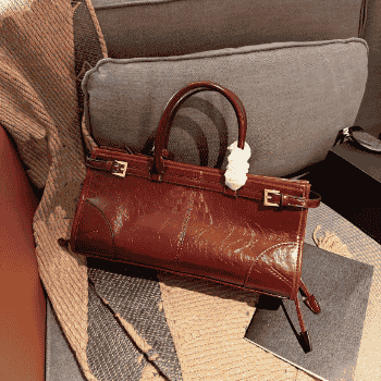 Prada Bonnie  Mini Structured Top-Handle Bag in Burgandy Leather — Compact Crossbody