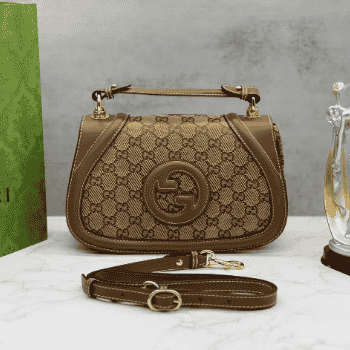 Gucci Blondie Structured Top-Handle Bag with Circular Medallion — Vintage Style Shoulder Bag