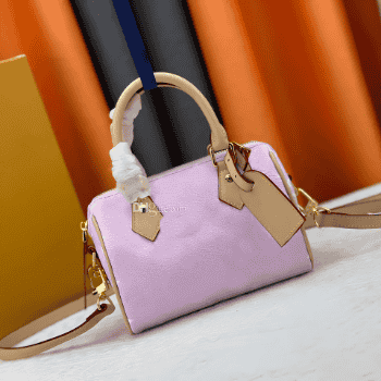 LV Nano Pink Monogram-Pattern Crossbody Bag — Mini Coated Canvas Shoulder Bag